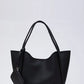 Black SHK108 snap closure faux leather women hand and shoulder bag with detachable wallet and makeup bag spacious daily
