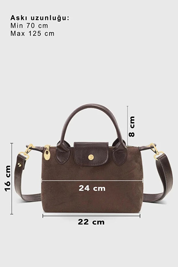 Brown Suede Versatile PU Leather Shoulder Bag for Women