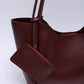 Burgundy SHK108 faux leather women hand and shoulder bag with wallet and makeup bag