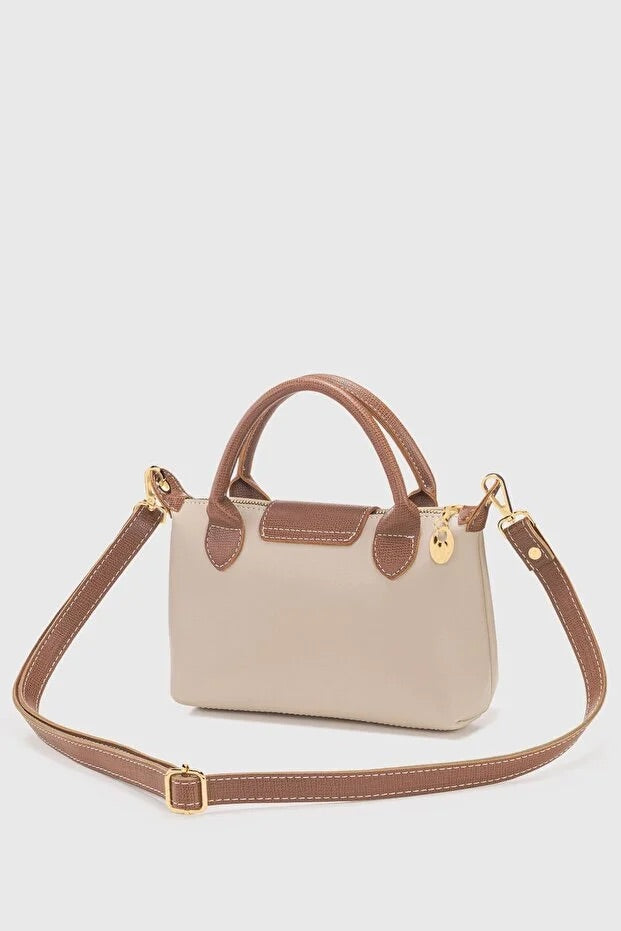 Cream Versatile PU Leather Crossbody Bag for Women