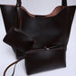 Brown SHK108 faux leather women hand and shoulder bag with wallet and makeup bag