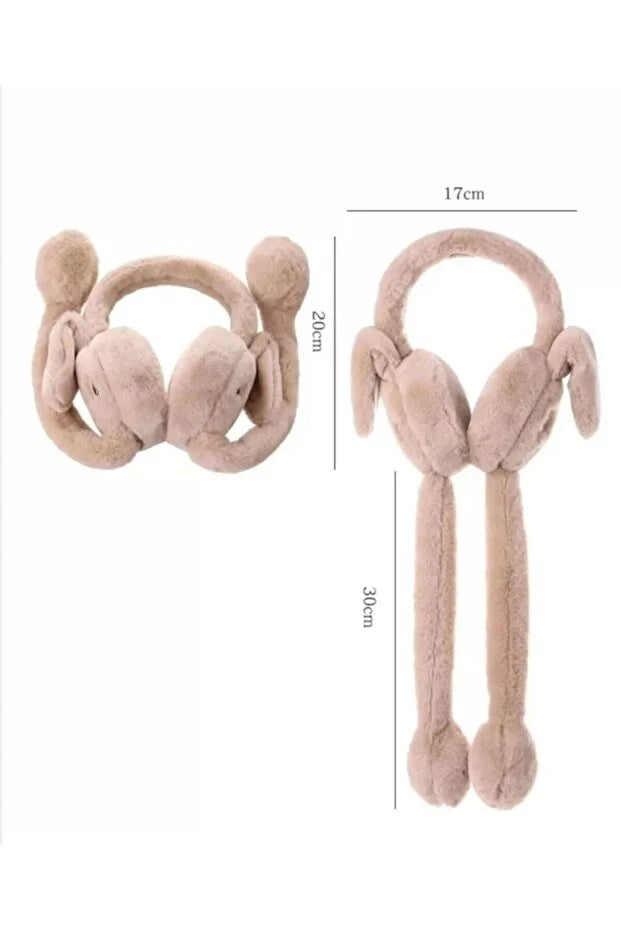 Brown Plush Bunny Ear Moving Headband – Playful Adjustable Rabbit Ears