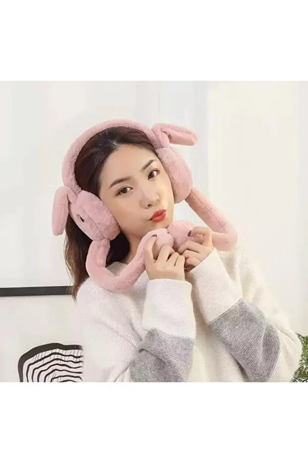 Pink Plush Bunny Ear Moving Headband – Playful Adjustable Rabbit Ears