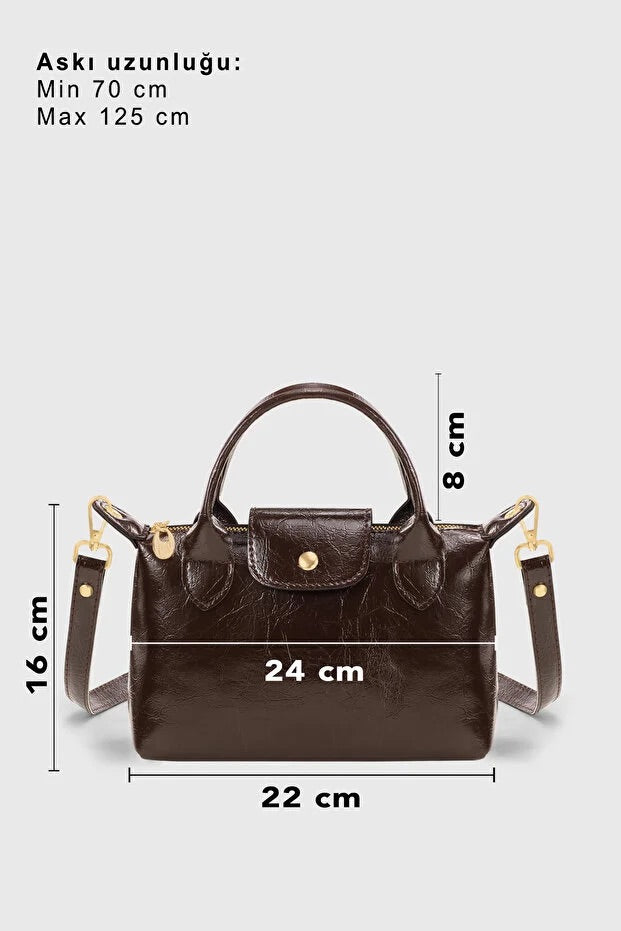 Brown Patent Versatile PU Leather Crossbody Bag for Women