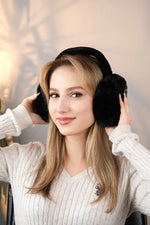 Soft Black Plush Foldable Earmuffs – Cold Weather Protective Ear Warmers