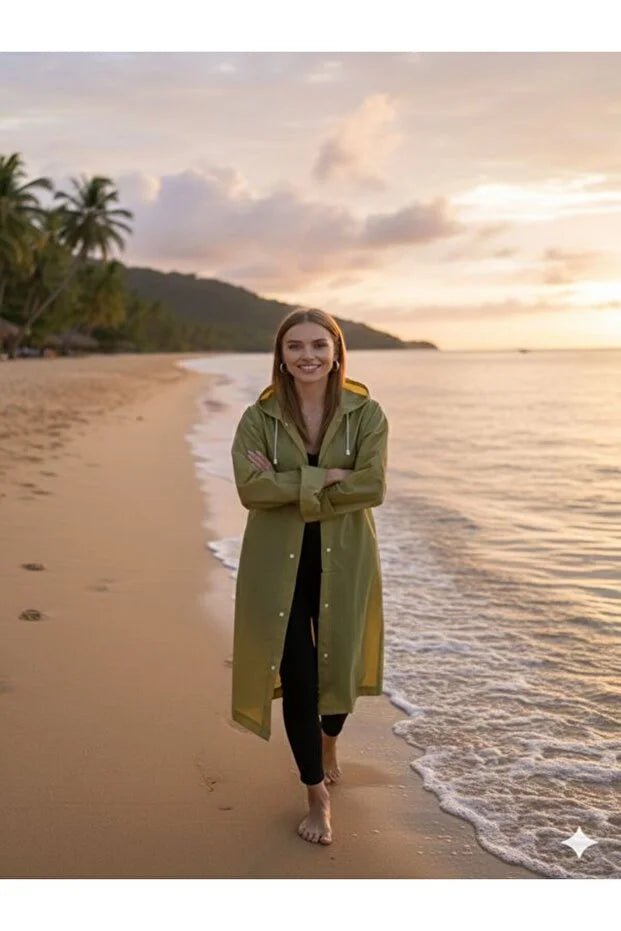 Khaki EVA Fabric Waterproof & Windproof Raincoat