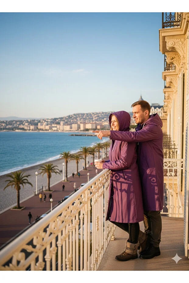 Unisex Purple EVA Fabric Waterproof & Windproof Raincoat