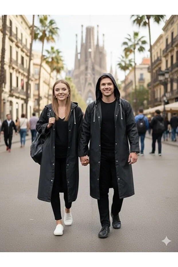 Black Waterproof & Windproof Raincoat
