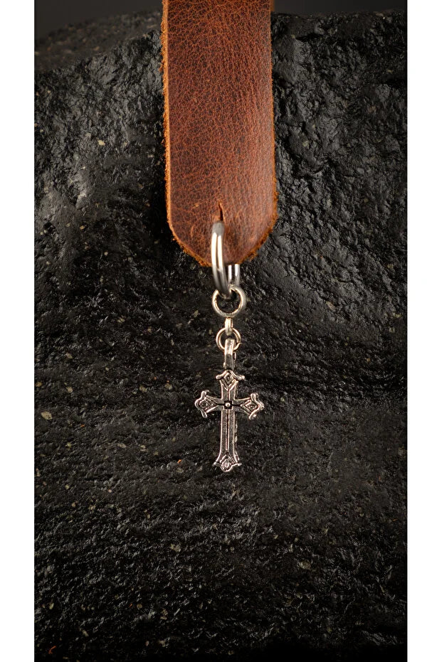 Men Stainless Steel Cross Dangle Hoop Earring Durable Modern Design Jewelry