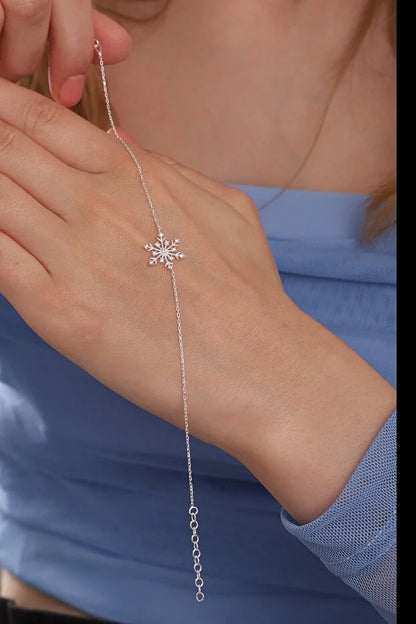 925 Sterling Silver Snowflake Bracelet with White Zircon Stone