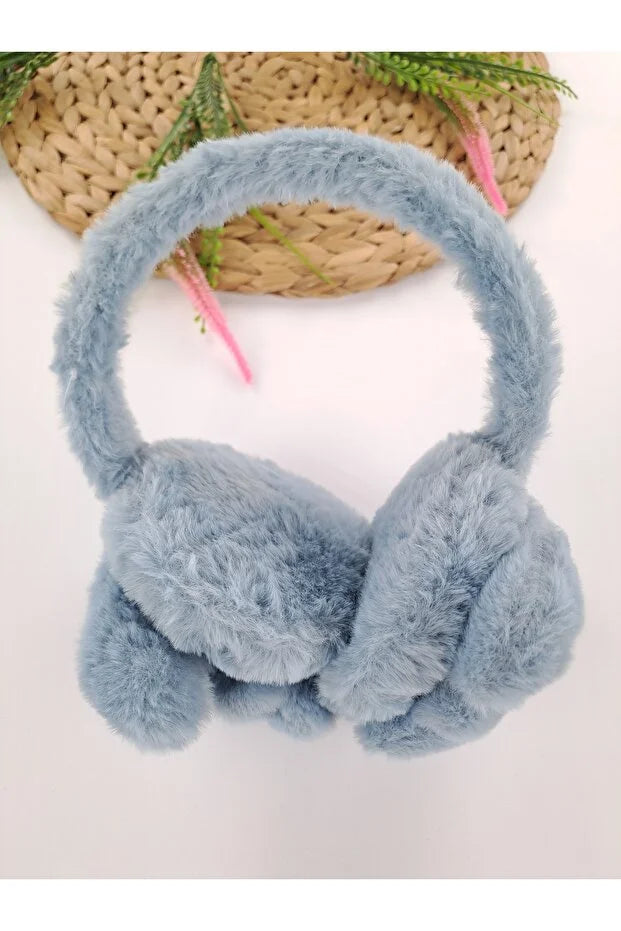 Boys Blue Plush Winter Earmuffs – Fluffy Puppy Ear Warmers for Kids