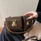 Women camel baguette bag with squirrel accessory design stylish shoulder handbag