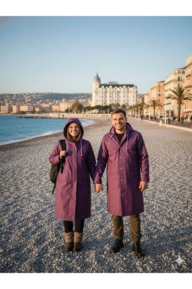 Unisex Purple EVA Fabric Waterproof & Windproof Raincoat