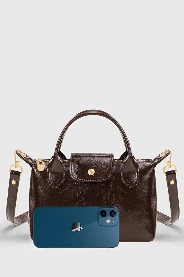 Brown Patent Versatile PU Leather Crossbody Bag for Women