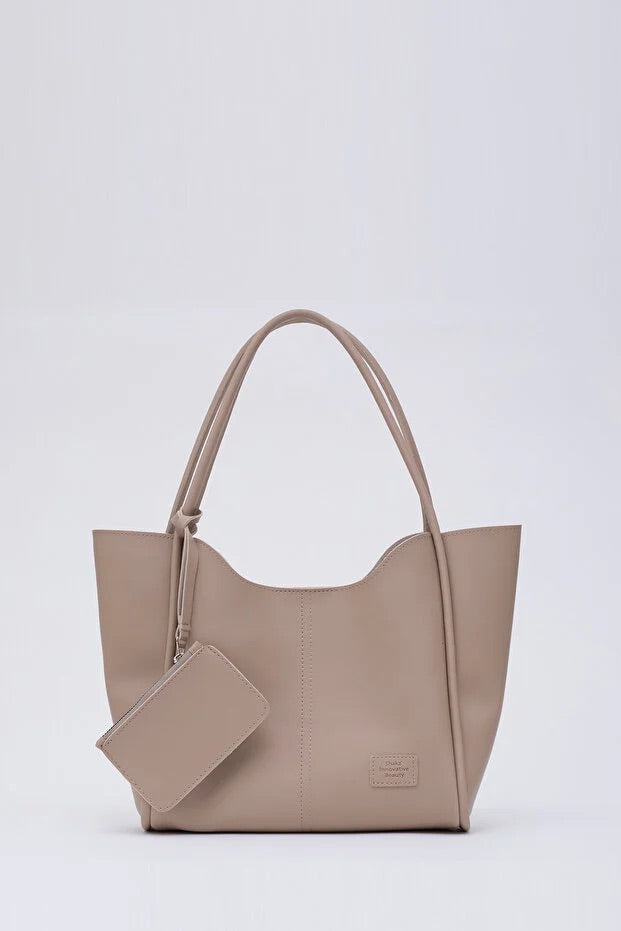 Mink SHK108 faux leather women hand and shoulder bag with wallet and makeup bag