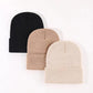 Unisex Foldable Beanie Hat Set – Black Light Taupe & Stone (3-Pack)