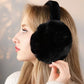 Soft Black Plush Foldable Earmuffs – Cold Weather Protective Ear Warmers
