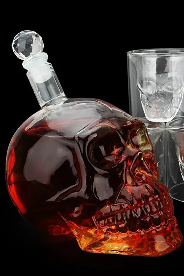 Crystal Skull Glass Bottle 350 ml Whiskey Liquor Decanter Gift Carafe