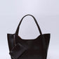 Brown SHK108 faux leather women hand and shoulder bag with wallet and makeup bag