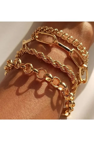 Italian Chain Bracelet Set Four Piece Layered Adjustable Elegant Fashion Jewelry Gift for Her