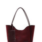 Brown SHK108 faux leather women hand and shoulder bag with wallet and makeup bag