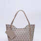 Monogram mink SHK108 faux leather women hand and shoulder bag with wallet and makeup bag