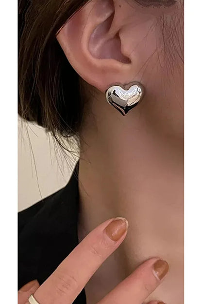 Silver Heart Earrings for Women Elegant Minimal Daily Jewelry