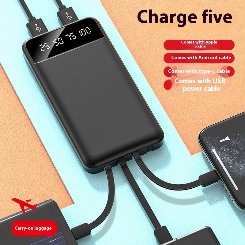 Compact Cable Power Bank with Fast Charge and Versatile Wire Options