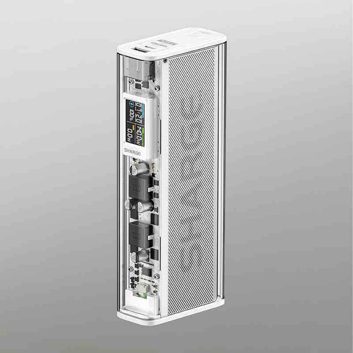 Stor kapacitet bärbar powerbank med snabbladdning och transparent hölje