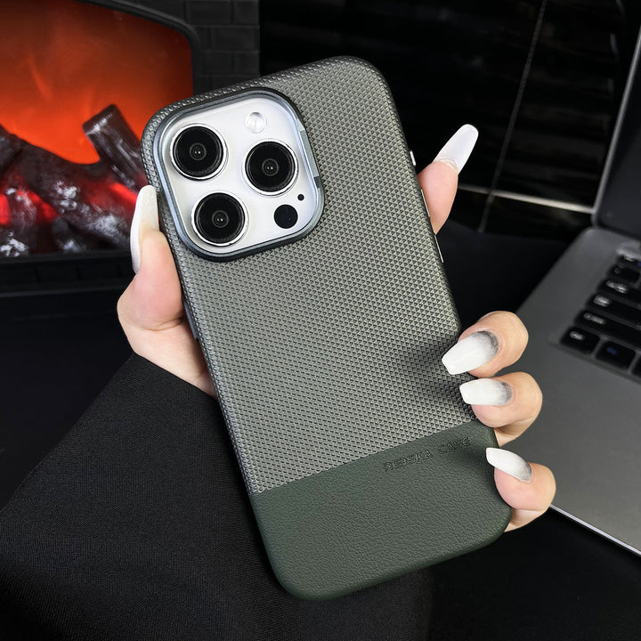 iPhone-telefonfodral med drakskale-textur och värmeavledningsfunktioner