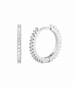 925 Sterling Silver 15 mm Half Eternity Zircon Hoop Earrings