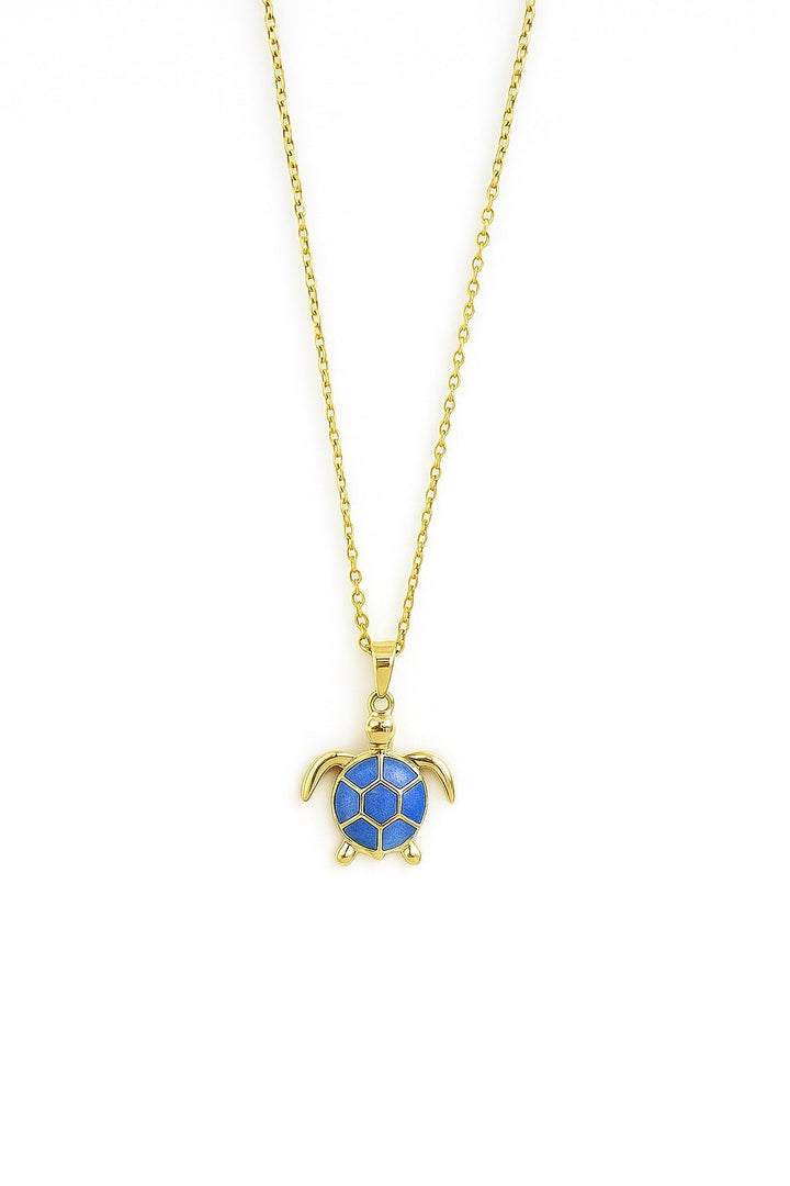 Stainless Steel Blue Sea Turtle Necklace for Women