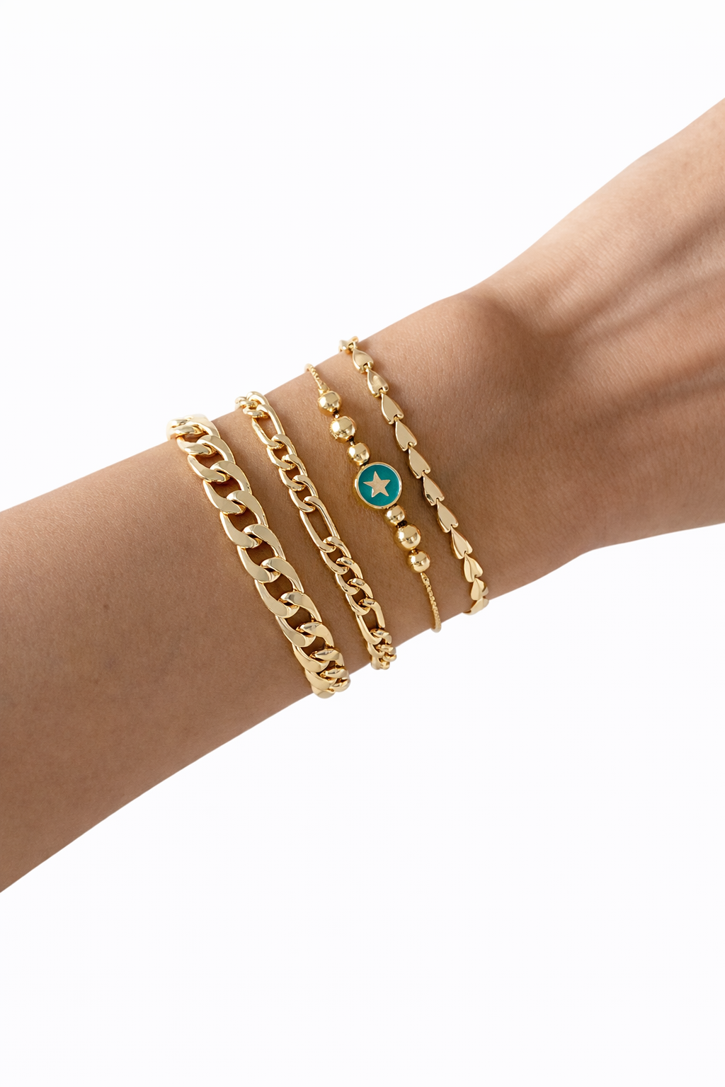 World Star Bracelet Set Four Piece Layered Adjustable Elegant Fashion Jewelry Gift for Her