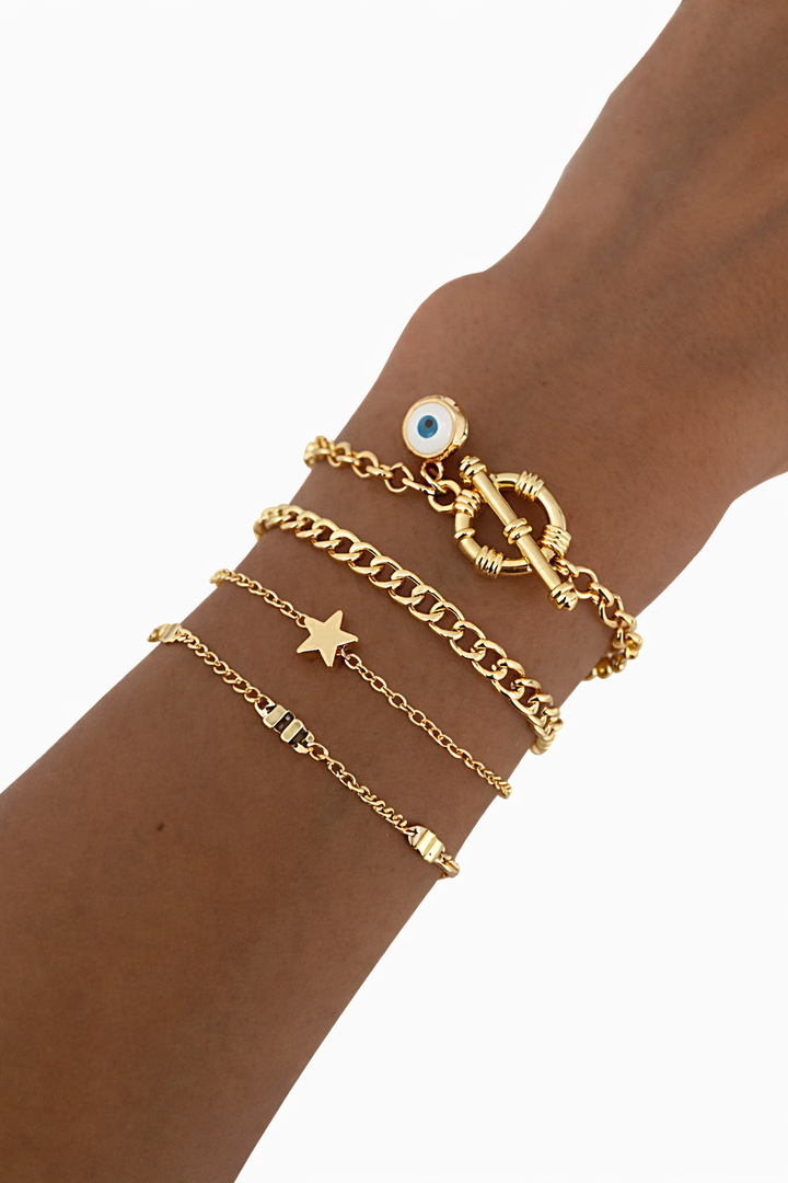 Starlife Bracelet Set Four Piece Layered Adjustable Elegant Fashion Jewelry Gift for Her