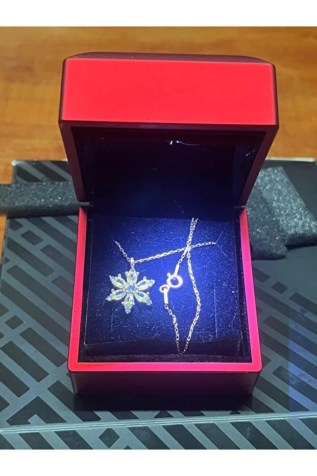 925 Sterling Silver Lotus Camellia Necklace with Amethyst Teardrop Stone