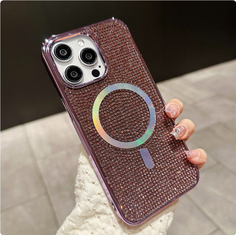 Diamond Magnetic Phone Case with Rhinestone Electroplating in Multiple Colors