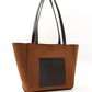 Large Faux Leather Zip Closure Tote Bag with Front Pocket Hand Arm and Shoulder Bag Brown
