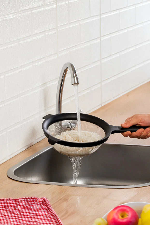 3-Piece Clip On Pot Strainer Set Stainless Steel Mesh Sieves 14-18-22cm Flour Sifter Pasta Rice Colander