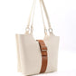 Brown Faux Leather Snap Closure Crossbody Hand Bag Single Compartment Shoulder Arm and Handbag White