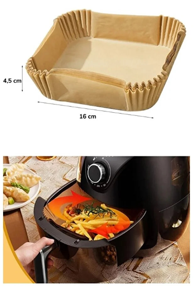 Airfryer Baking Paper 50 Pack Square Air Fryer Liners Non Stick Cooking Sheets