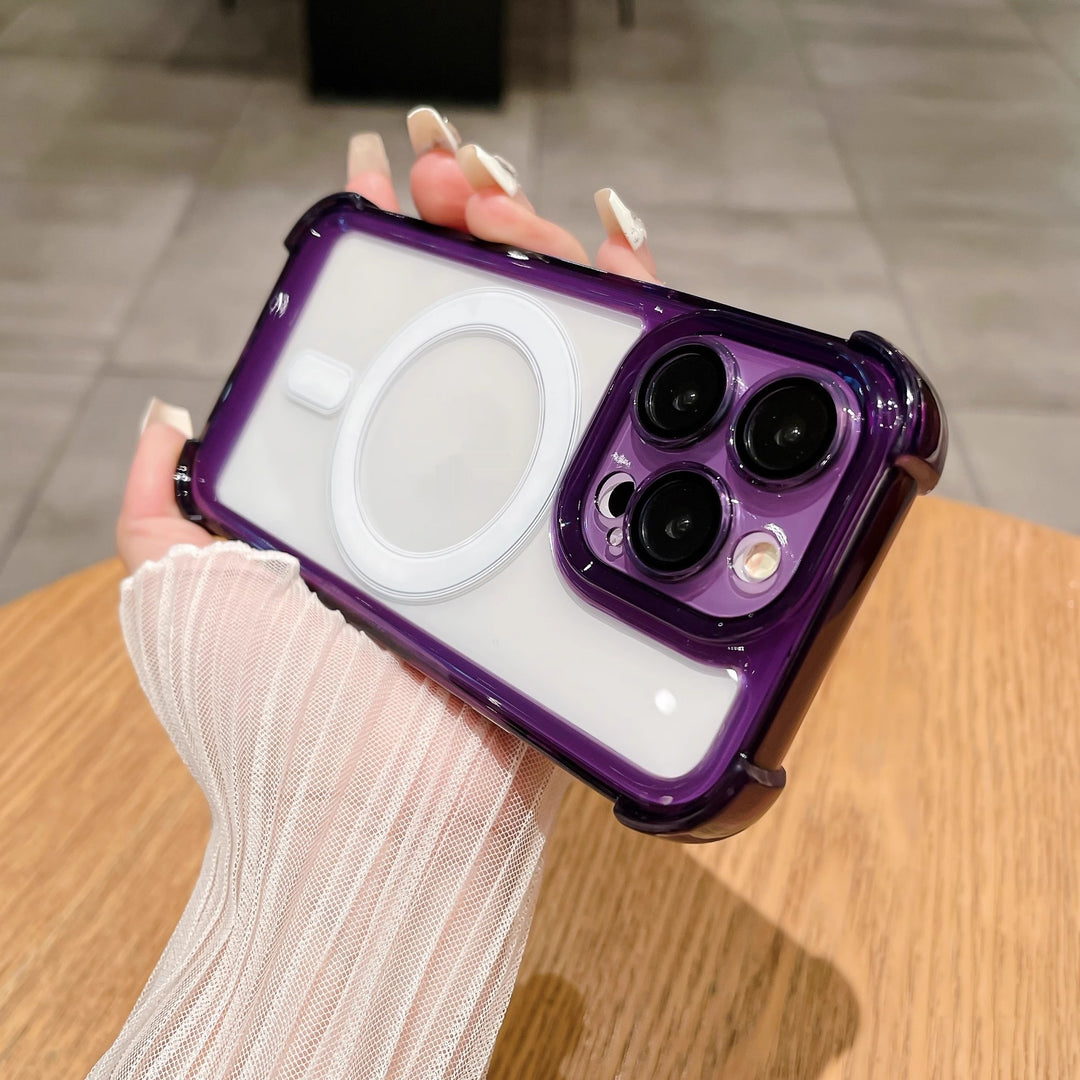 Transparent Airbag Phone Case with Magnetic Suction and Shockproof Features