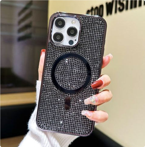 Diamond Magnetic Phone Case with Rhinestone Electroplating in Multiple Colors