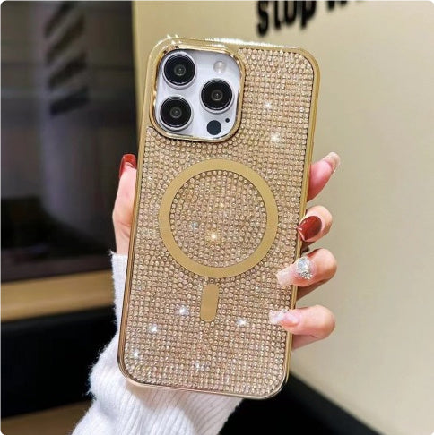Diamond Magnetic Phone Case with Rhinestone Electroplating in Multiple Colors