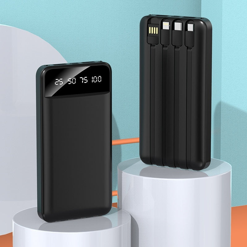 Compact Cable Power Bank with Fast Charge and Versatile Wire Options