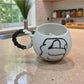 Handmade Ceramic Mug with Bubble Knit Handle – Unique Embossed Design – Cozy Artisan Coffee Cup