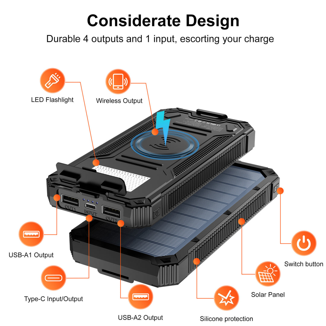 Industriell stil solcells laddningsenhet powerbank med solenergi