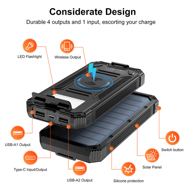Industriell stil solcells laddningsenhet powerbank med solenergi