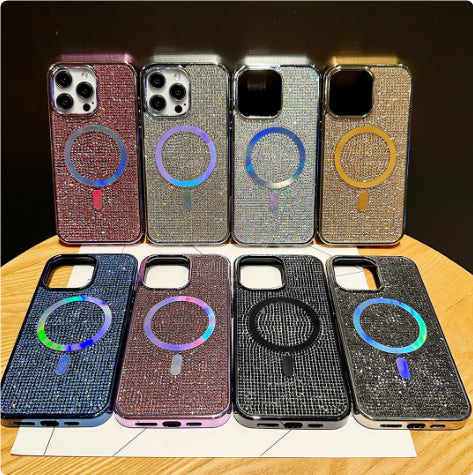 Diamond Magnetic Phone Case with Rhinestone Electroplating in Multiple Colors