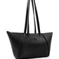 Black Faux Leather Single Compartment Zipper Hand Shoulder Crossbody Bag