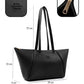 Black Faux Leather Single Compartment Zipper Hand Shoulder Crossbody Bag